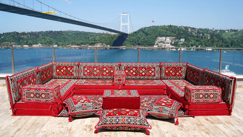 8 Thickness U Sofa Set, Handmade Arabic Sofa, Moroccan Sofa, Turkish Sofa