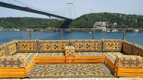 8 Thickness U Sofa Set, Handmade Arabic Sofa, Moroccan Sofa, Floor Seating Set