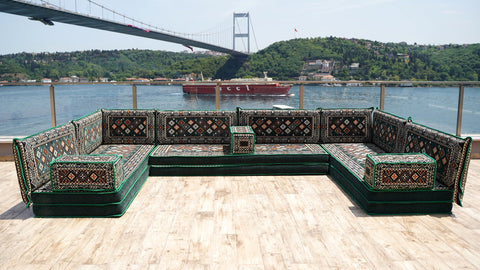 8 Thickness U Sofa Set, Arabic Sofa, Moroccan Sofa Seating Set, Floor Sofa Set