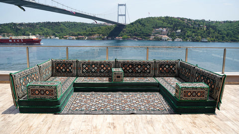 8 Thickness U Sofa Set, Arabic Sofa, Moroccan Sofa Seating Set, Floor Sofa Set