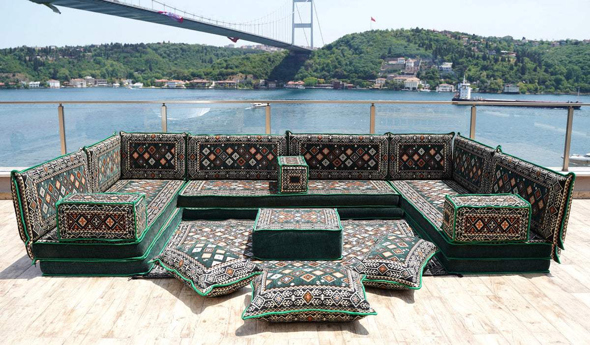 8 Thickness U Sofa Set, Arabic Sofa, Moroccan Sofa Seating Set, Floor Sofa Set
