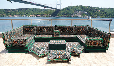8 Thickness U Sofa Set, Arabic Sofa, Moroccan Sofa Seating Set, Floor Sofa Set