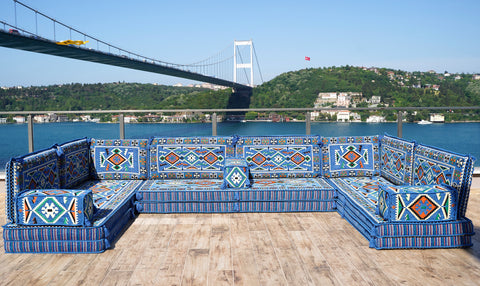 U Shaped Turkish Seating Sofa Set, Arabic Majlis Sofa, Arabic Jalsa Set