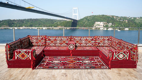 8 Thickness U Sofa Set, Moroccan Sofa Seating, Floor Seating Set, Turkish Sofa