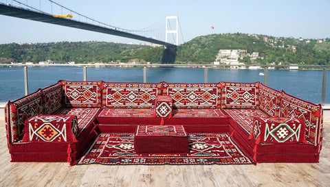 8 Thickness U Sofa Set, Moroccan Sofa Seating, Floor Seating Set, Turkish Sofa