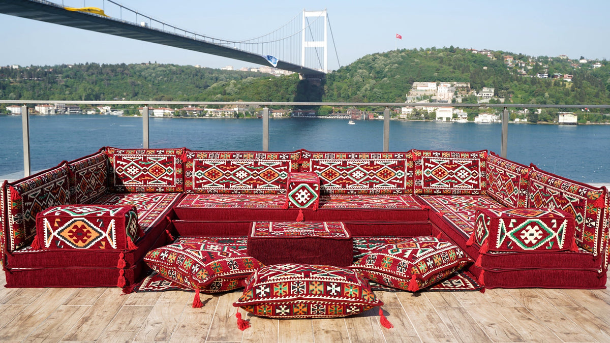 8 Thickness U Sofa Set, Moroccan Sofa Seating, Floor Seating Set, Turkish Sofa