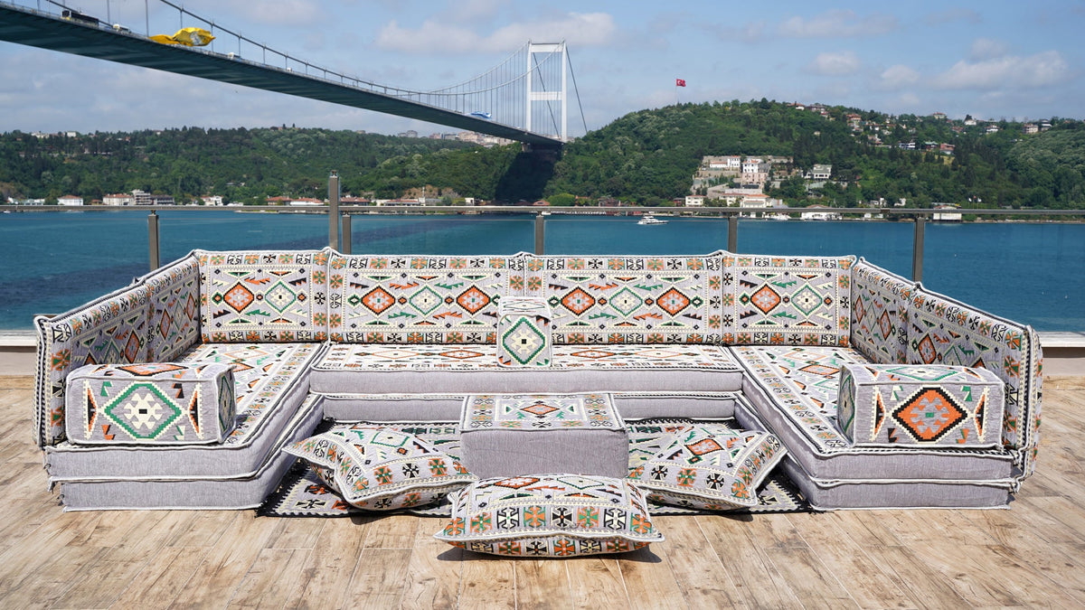 8 Thickness U Sofa Set, Moroccan Sofa, Floor Seating Set, Turkish Sofa Seating