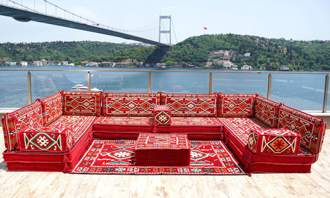 8 Thickness U Sofa Set, Moroccan Sofa Set, Floor Seating, Turkish Seating Set