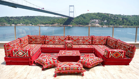8 Thickness U Sofa Set, Moroccan Sofa Set, Floor Seating, Turkish Seating Set