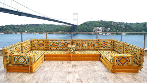 8 Thickness U Sofa Set, Moroccan Sofa, Floor Seating Sofa, Arabic Jalsa