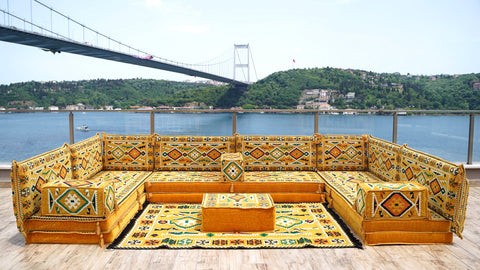 8 Thickness U Sofa Set, Moroccan Sofa, Floor Seating Sofa, Arabic Jalsa
