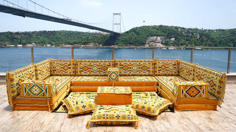 8 Thickness U Sofa Set, Moroccan Sofa, Floor Seating Sofa, Arabic Jalsa