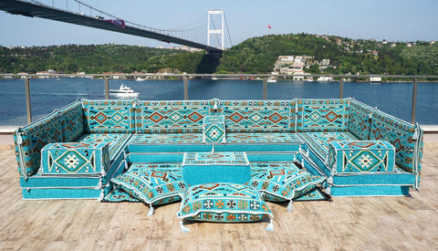 8 Thickness U Sofa Set, Floor Seating Set, Arabic Jalsa, Moroccan Sofa Set