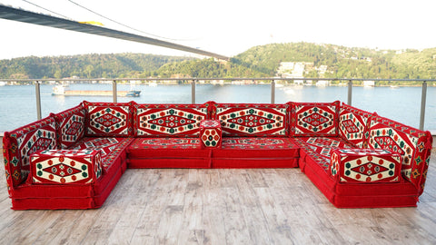 8 Thickness U Sofa Set, Floor Cushions, Handmade Arabic Sofa, Majlis Sofa Set