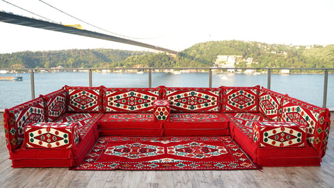 8 Thickness U Sofa Set, Floor Cushions, Handmade Arabic Sofa, Majlis Sofa Set