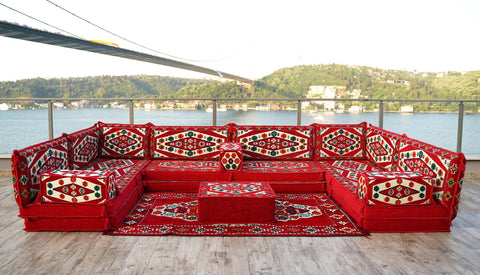 8 Thickness U Sofa Set, Floor Cushions, Handmade Arabic Sofa, Majlis Sofa Set