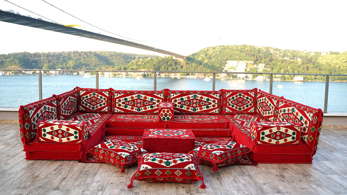 8 Thickness U Sofa Set, Floor Cushions, Handmade Arabic Sofa, Majlis Sofa Set
