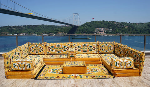 8 Thickness U Sofa Set, Floor Cushions, Arabic Sofa, Oriental Sofa, Turkish Cushions