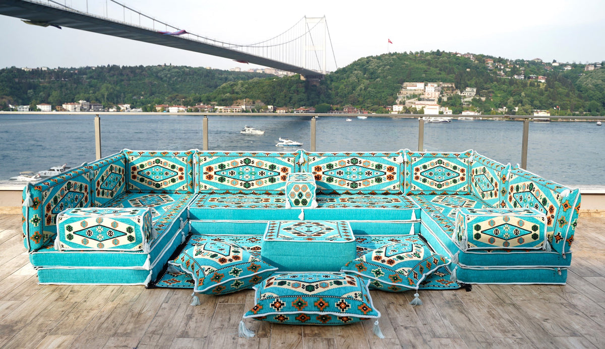 8 Thickness U Sofa Set, Moroccan Sofa, Floor Seating Set, Floor Cushions