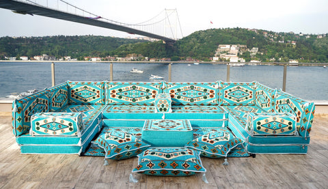 8 Thickness U Sofa Set, Moroccan Sofa, Floor Seating Set, Floor Cushions