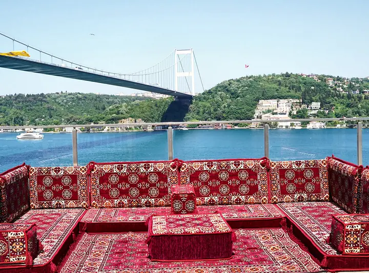 Afghan Gul U-Shaped Floor Sofa Set Around the Ottoman