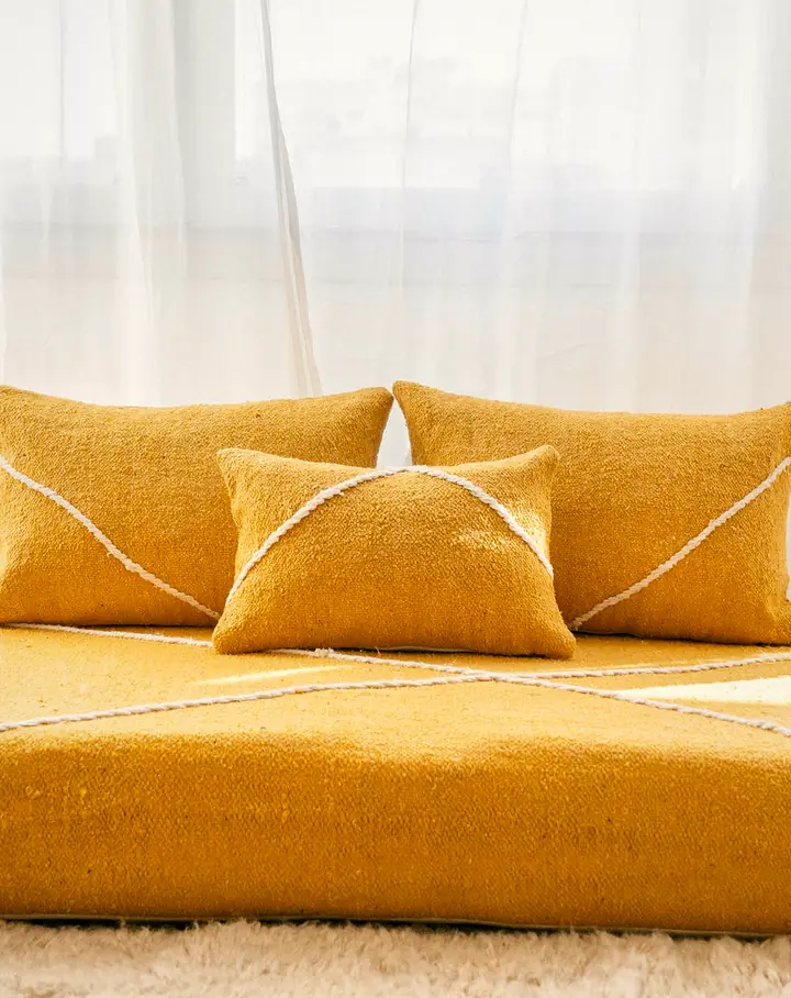Atlas Stripe Moroccan-Style Floor Couch in Cotton or Wool