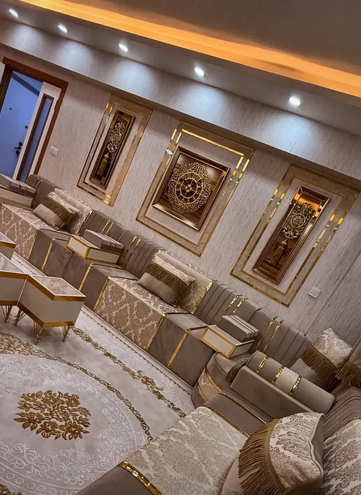 Arabic Yemeni Majlis in Beige with Gold Accents