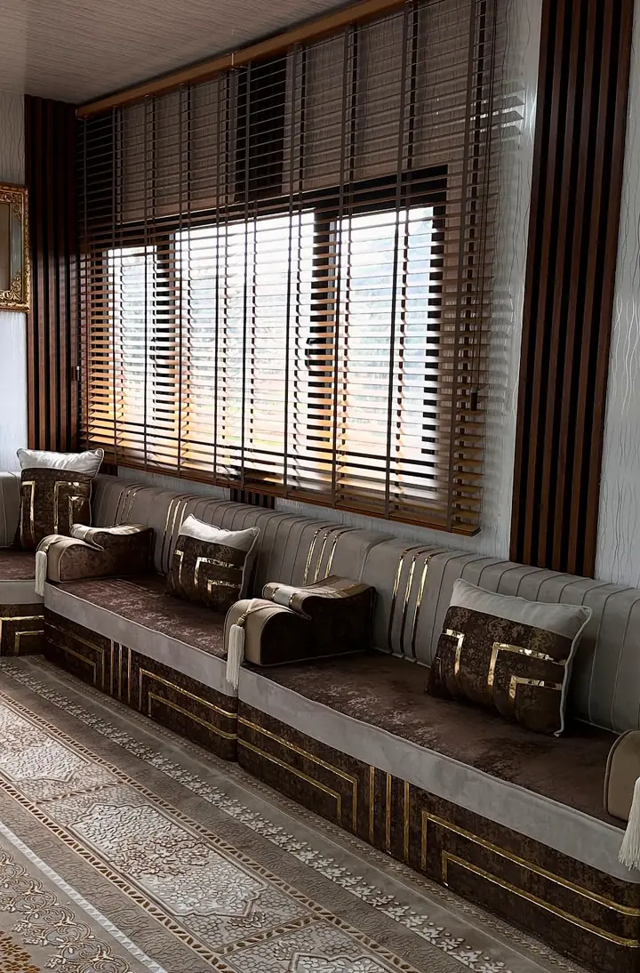 Premium Design Yemeni Majlis in Greige, Chocolate and Gold
