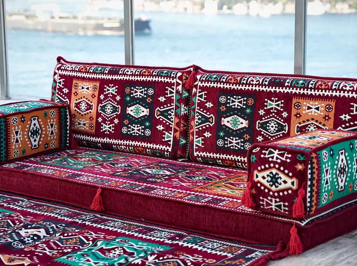 Milas Single Floor Sofa Set in Aegean Village-Rug Colors