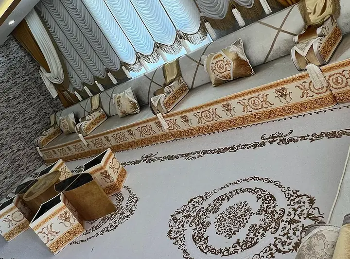 Premium Yemeni Jalsah in Taupe with Fringed Armrests