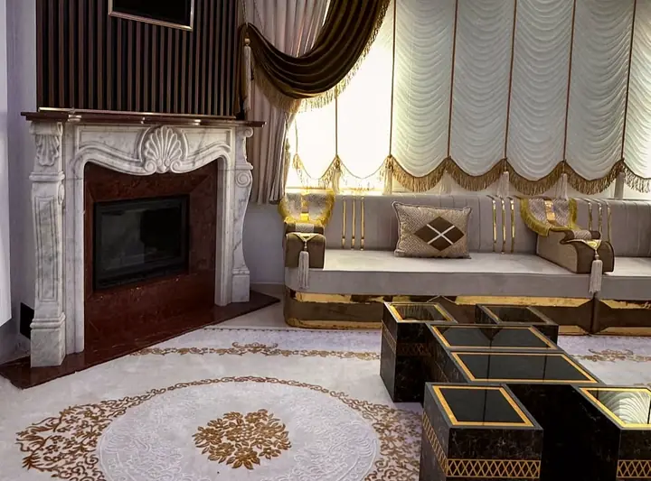 Premium Custom-Made Jalsah Planned Around a Fireplace